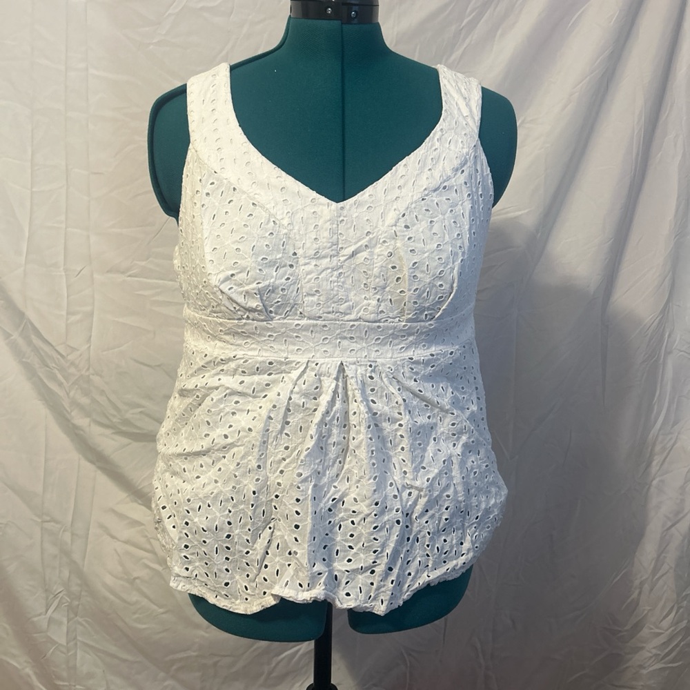 George White Eyelet Tank Top